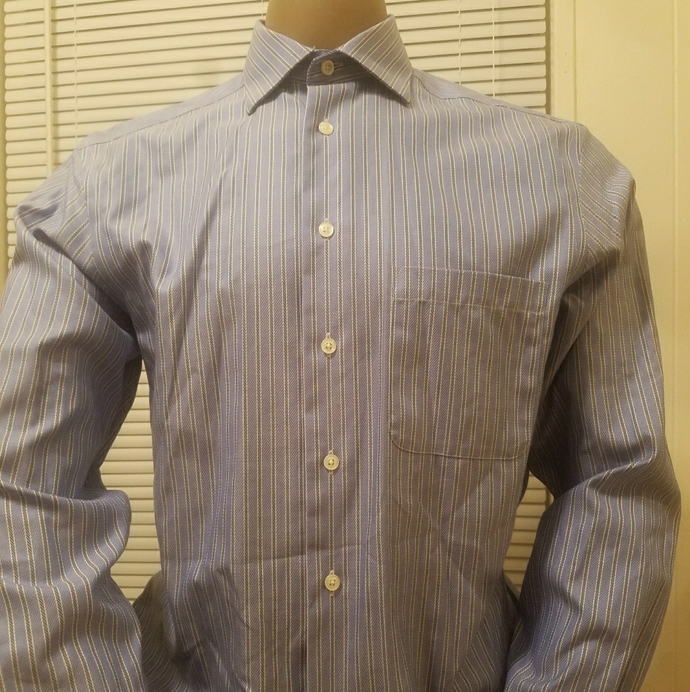 PRONTO'UOMO Herrinbone stripes, Poplin Long Sleeve
